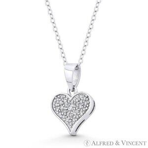 Heart Charm CZ Crystal Pendant in .925 Sterling Silver w/ Rhodium